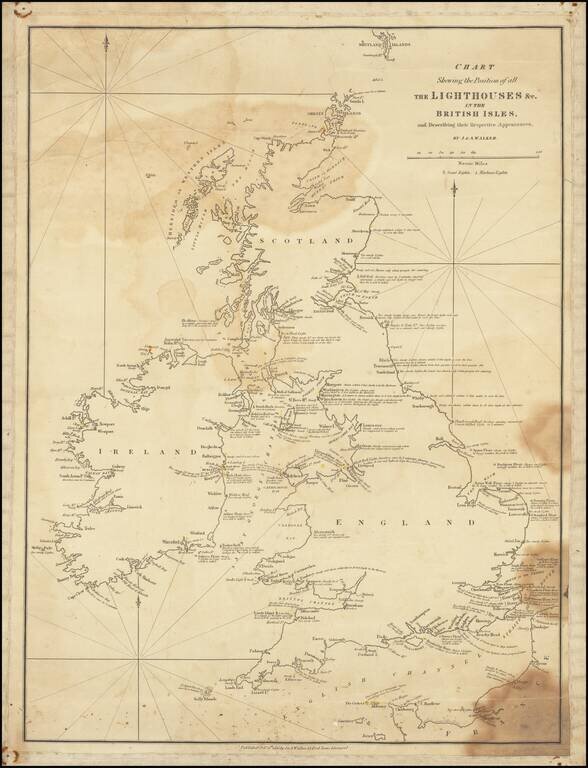 Chart Shewing the Position of all The Lighthouses &c. in the British Isles, and Describing their Respective Appearances. . . .
