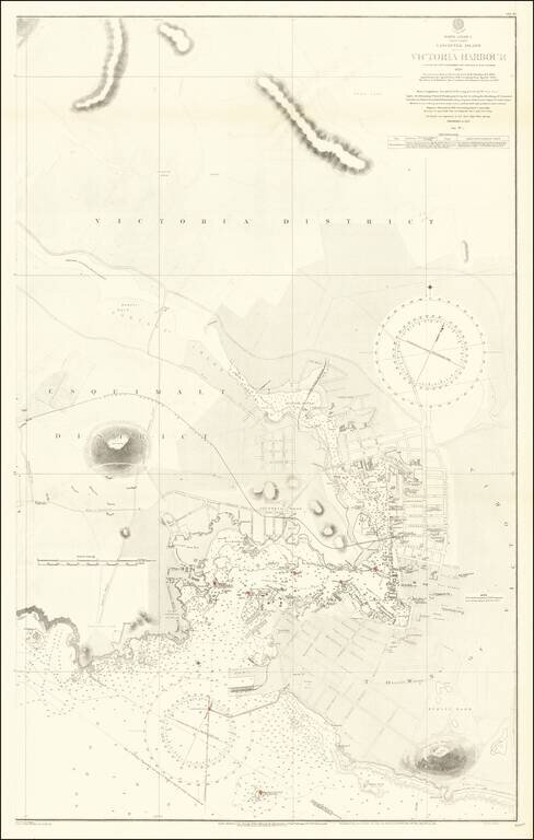 [Victoria, B.C.]  Vancouver Island -- Victoria Harbour  Surveyed By Captn. G. H. Richards & The Officers of H.M.S. Plumper.  1859.  The Entrance from a Survey by Lieut. B.M. Chambers. R.N. 1895.  Amendments by Capt. J.F. Parry, H.M. Surveying Ship Egeria