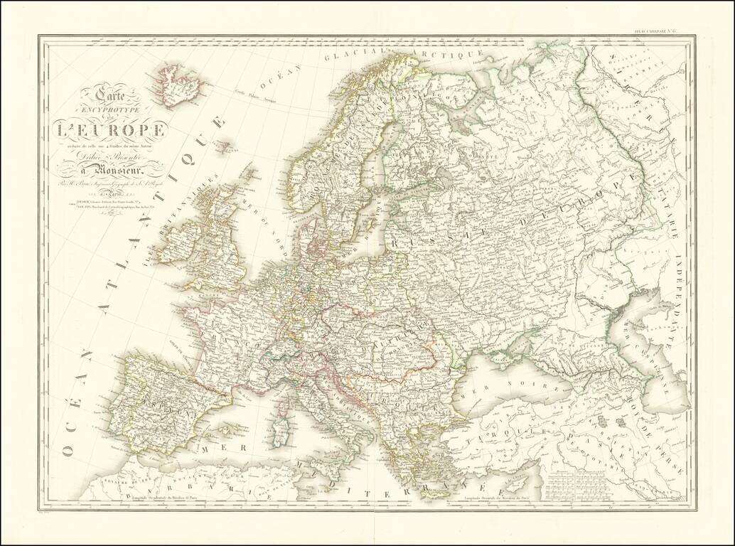 Carte Encyprotype de L'Europe reduite de celle sur 4 feuilles du meme Auteur . . . 1816