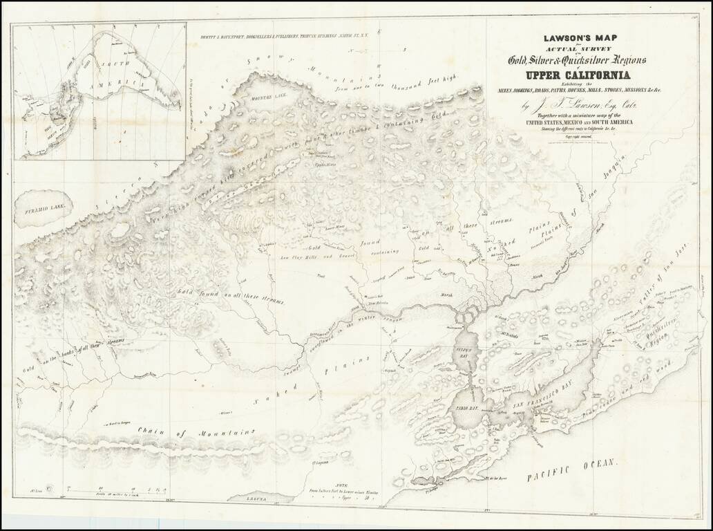 Lawson's Map from Actual Survey of the Gold, Silver & Quicksilver Regions of Upper California Exhibiting the Mines, Diggings, Roads, Paths, Houses, Mills, Missions &c. &c by J.T. Lawson, Esq. Cala. . . .