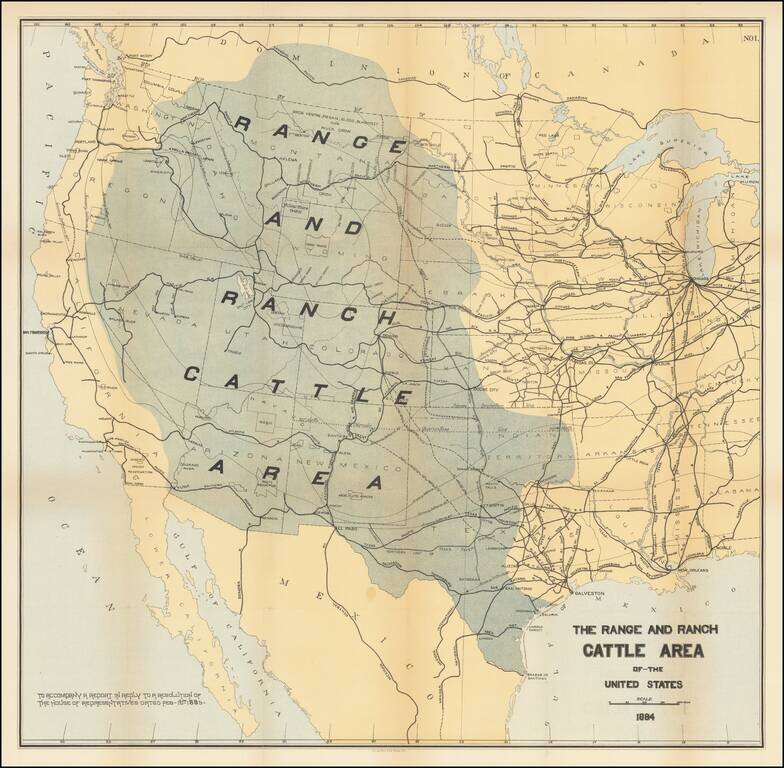 The Range and Ranch Cattle Area of the United States -- 1884