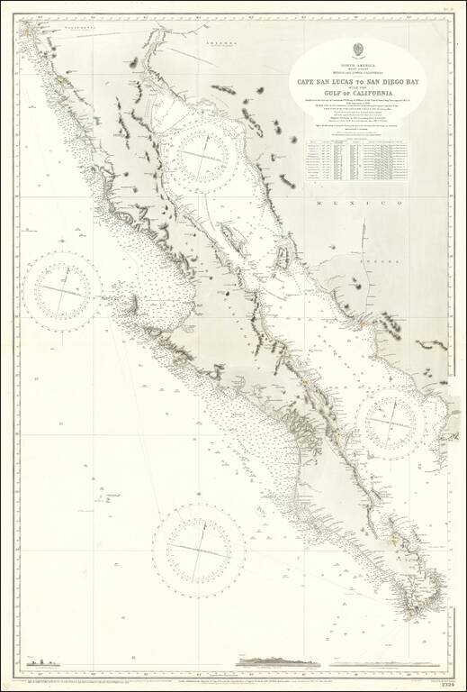 Cape San Lucas to San Diego Bay with the Gulf of California Chiefly from the Surveys of Commander G. Dewey & Officers of the United States Ship Narrangansett 1873-5 with corrections to 1895