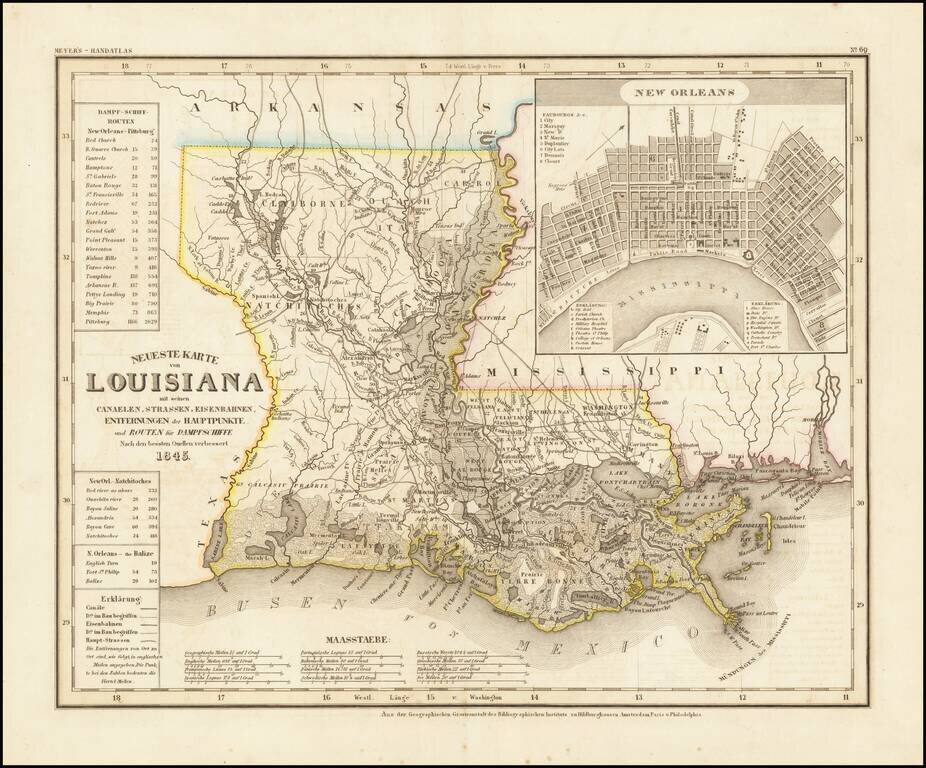 Neueste Karte von Louisiana . . . 1845