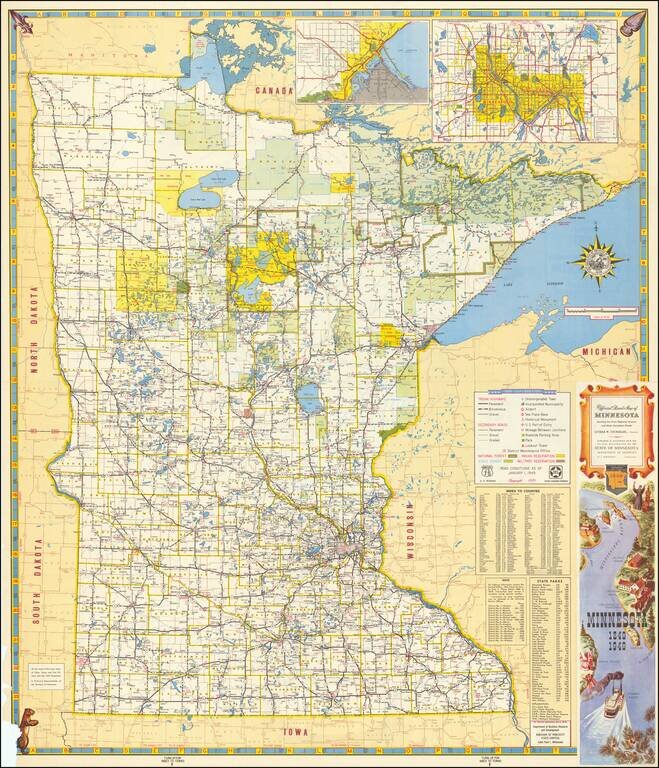 Minnesota Centennial 1849-1949.  The story of developing primitive trails into modern super highways during the past 100 years.