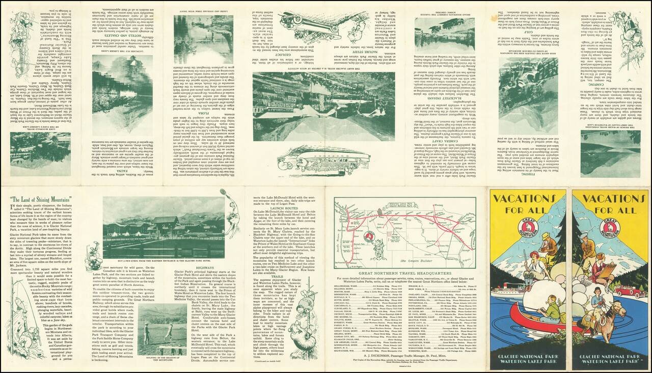 Recreational Map of Glacier National Park Montana  Waterton Lakes National Park Albert