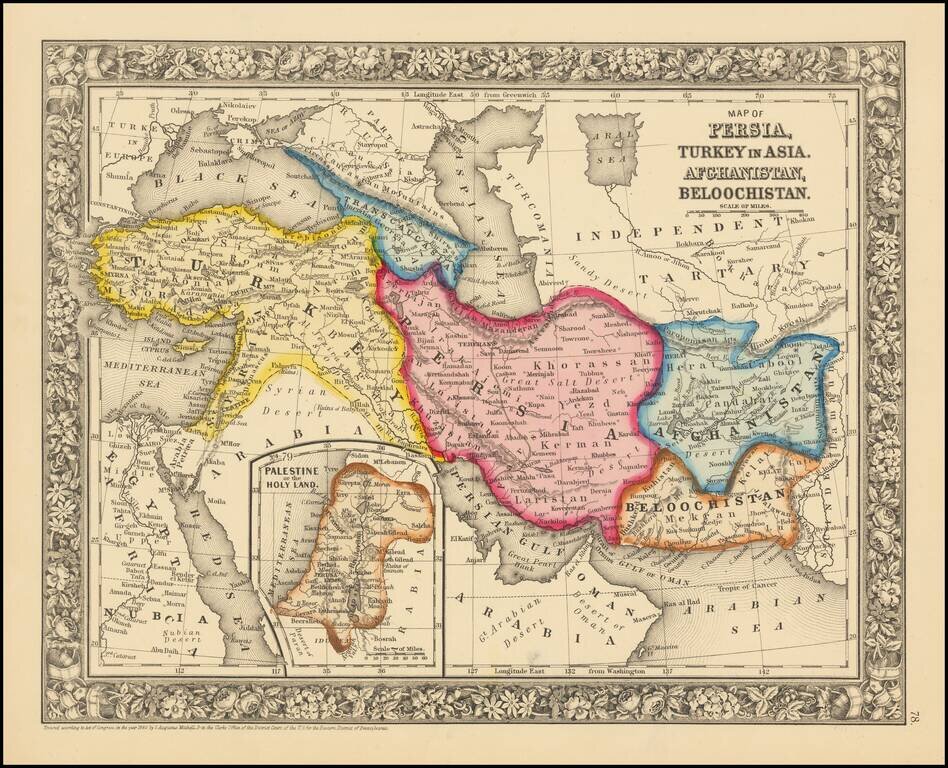 Map of Persia, Turkey in Asia, Afghanistan, Beloochistan