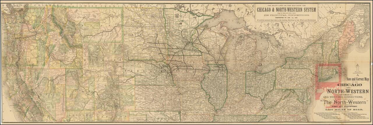 A New and Correct Map of the Chicago and North-Western Railway and Western Connections.