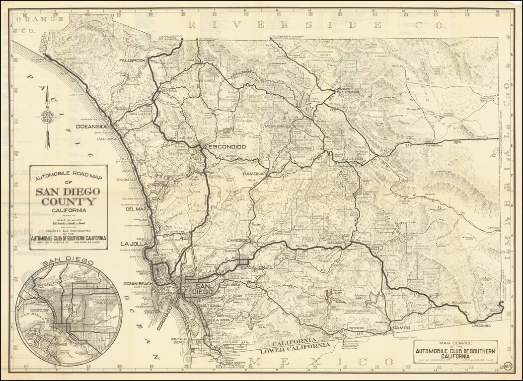 Automobile Road Map of San Diego County