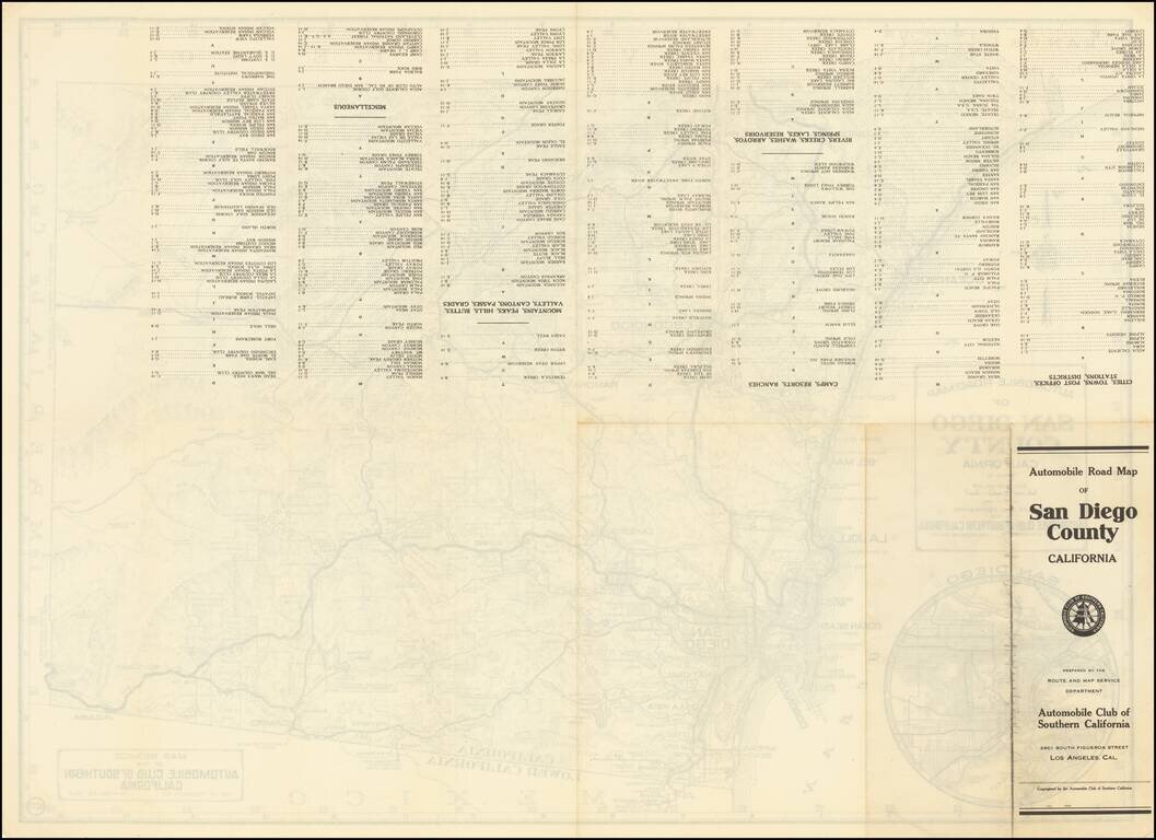 Automobile Road Map of San Diego County