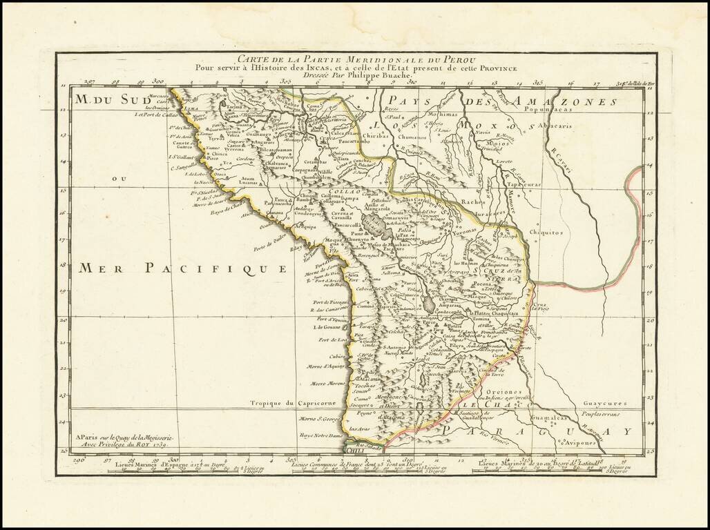 Carte de la Partie Merdionale du Perou Pour servir a l'Histoire des Incas . . . 1739