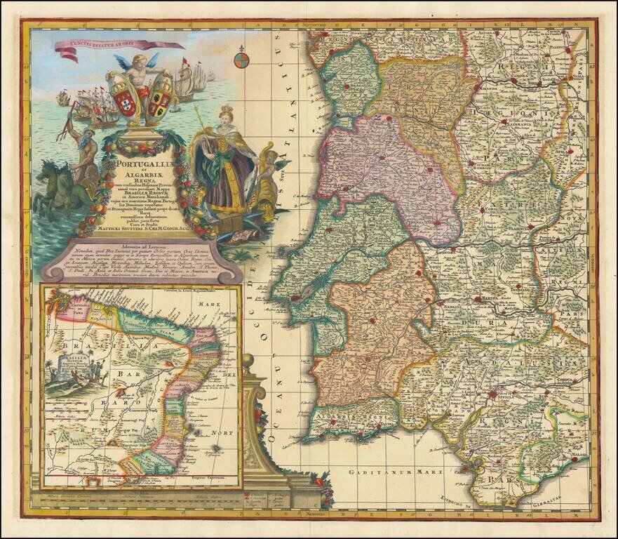 Portugalliae et Algarbiae… [with large Regnum Brasiliae…inset]