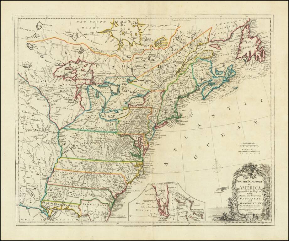 British Dominions in America agreeable to the Treaty of 1763; Divided into several Provinces and Jurisdictions, By Thos. Kitchin Geogr.