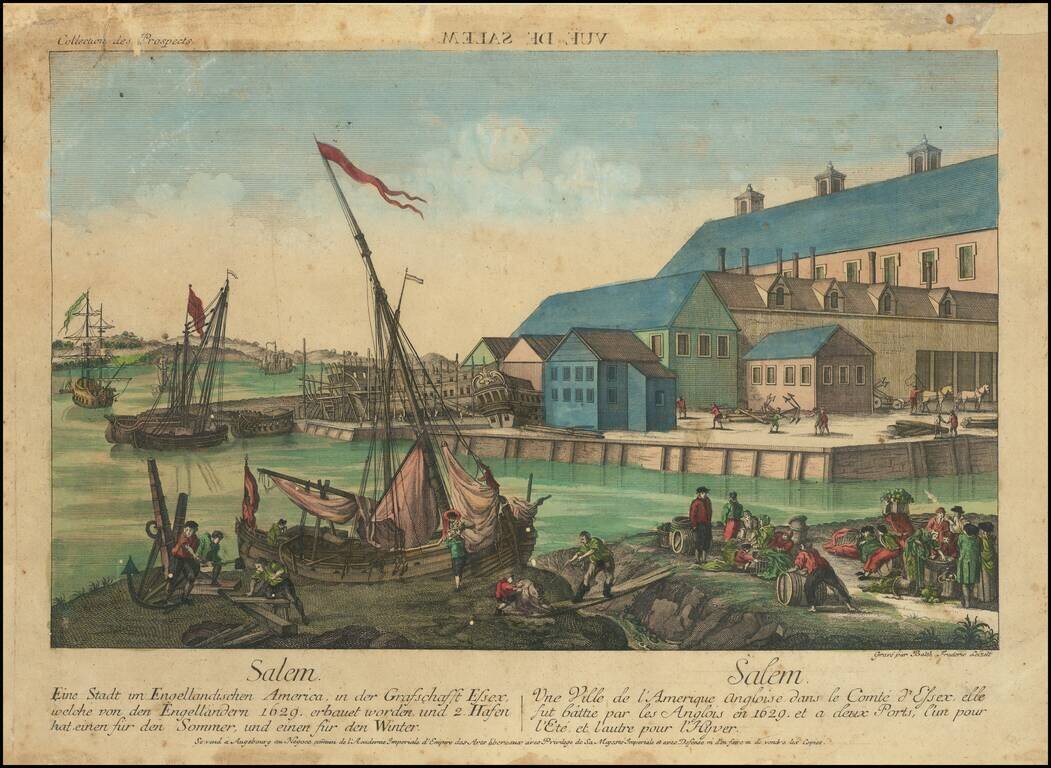[Salem, Massachusetts]  Salem Eine Stadt im Engellandischen America, in der Grafschafft Essex, welche von den Engellandern 1629 erbauet worden, und 2 Havfen hat einen fur den Sommer, und einen fur den Winter
