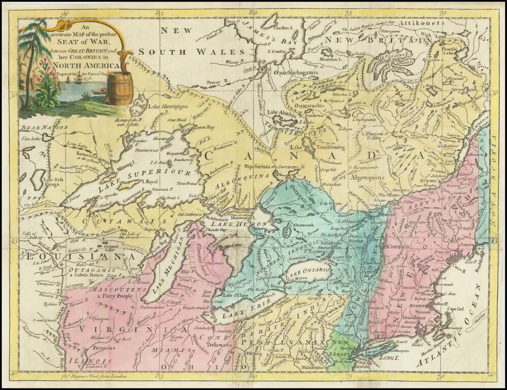 An accurate Map of the present Seat of War, between Great Britain and her Colonies in North America . . . 1776