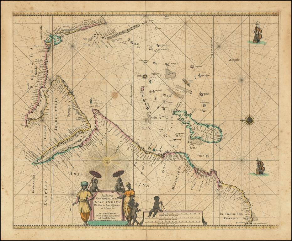 Pascaerte van 't Westelycke Deel van Oost Indien, van Cabo de Bona Esperanca, tot C. Comorin