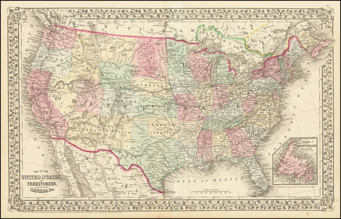 Map of the United States And Territories, Together with Canada &c.