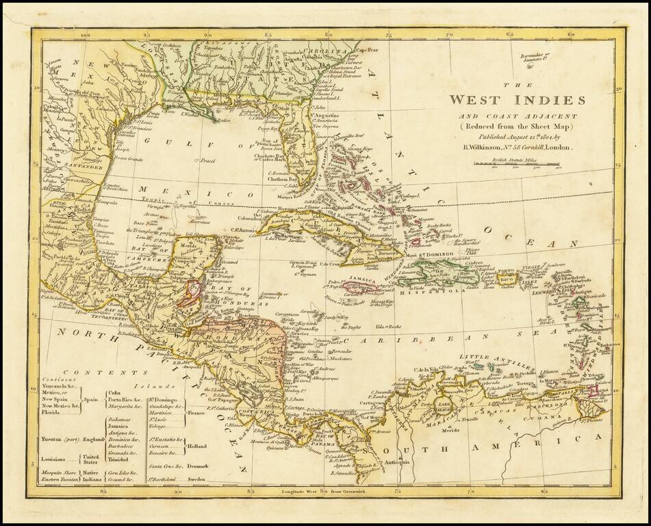 The West Indies And Coast Adjacent (Reduced from the Sheet Map) . . . 1815  (Shows British Yucatan/Belize)
