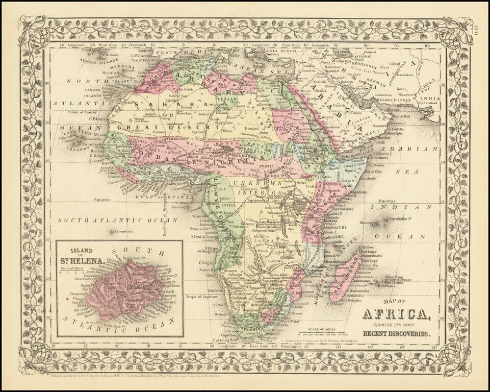 Map of Africa showing Its Most Recent Discoveries