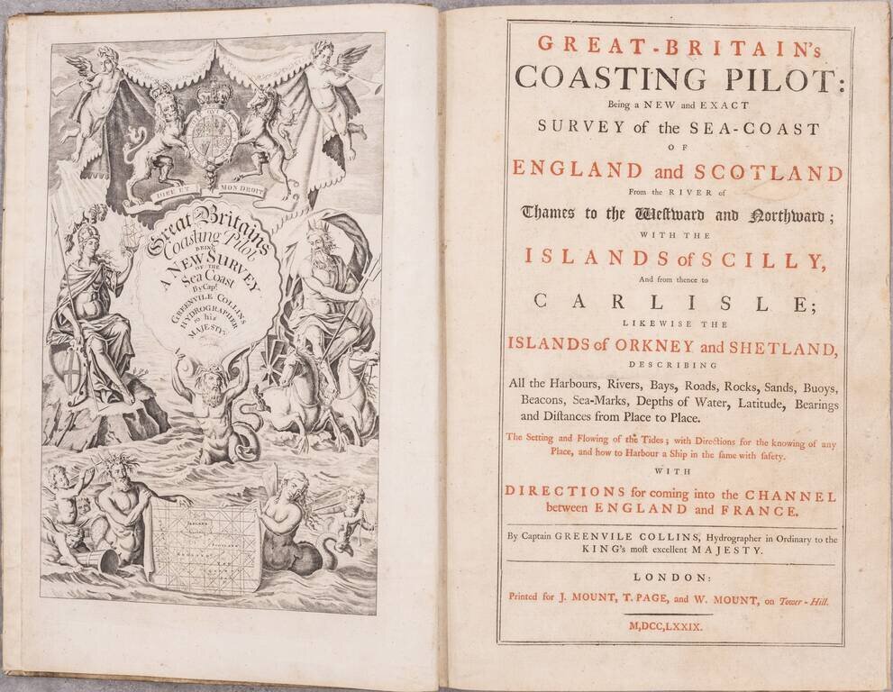 [Sea Atlas]  Great-Britain's Coasting Pilot:  Being a New Exact Survey of the Sea-Coast of England and Scotland From the River of Thames to the Westward and Northward; with the Islands of Scilly, And from Thence to Carlisle; Likewise The Islands of Orkney