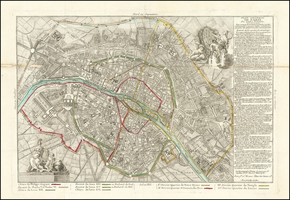 Plan General de Paris.  En quatre Divisions