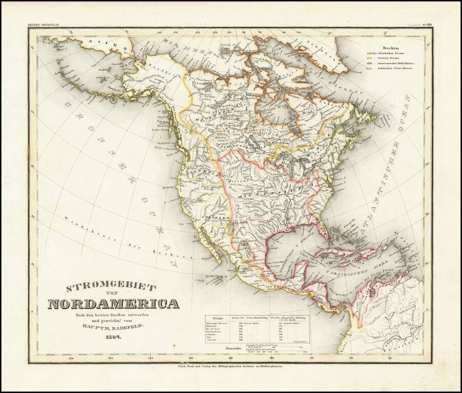 Stromgebiet von Nordamerica Nach den besten Quellen entworfen und gezeichnt. Vom Hauptm. Radefeld 1847
