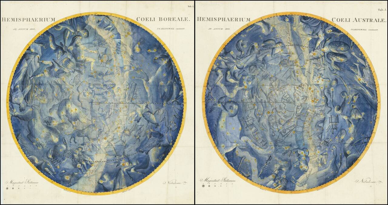 Hemisphaerium Coeli Boreale Ad Annum 1800 . . . [and]  Hemisphaerium C Coeli Australe Ad Annum 1800