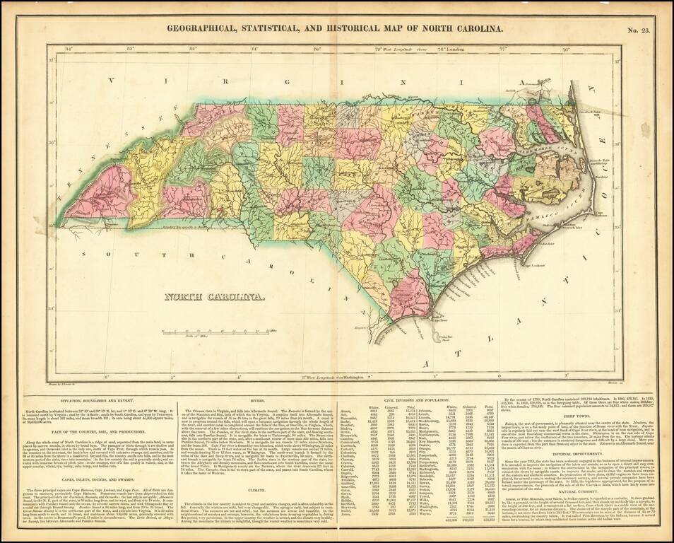 Geographical, Statistical and Historical Map of North Carolina