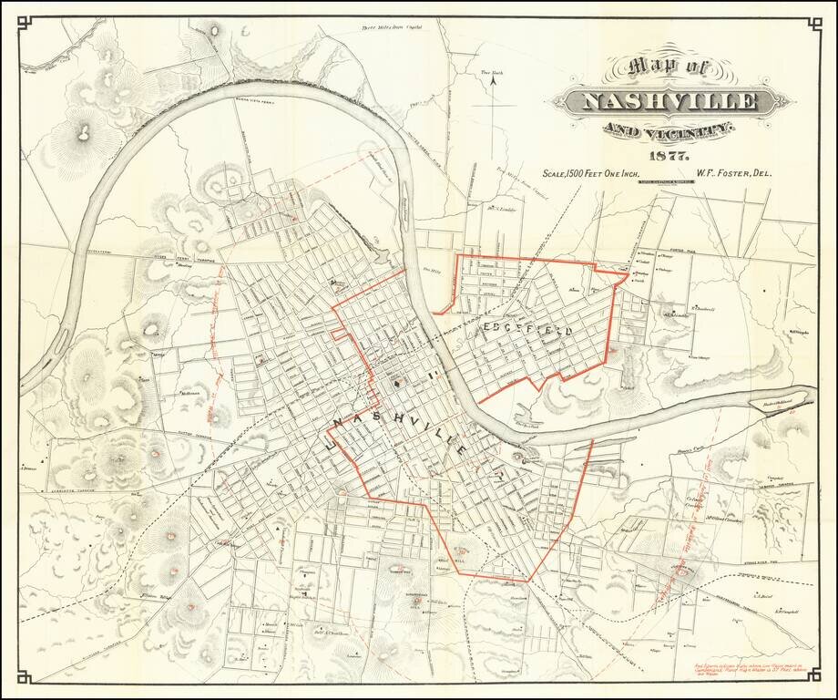 Map of The City of Nashville and Vicinity. 1877