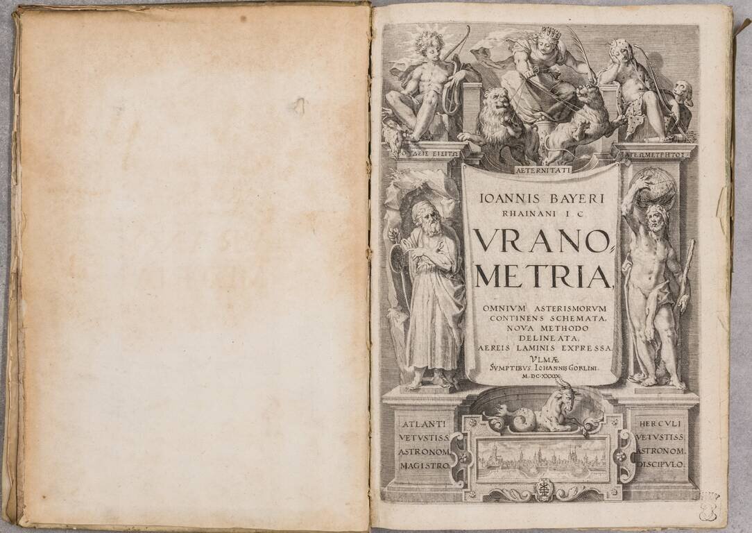Uranometria, omnium asterismorum continens schemata, nova methodo delineata, aeris laminis expressa. [bound with:] Explicatio characterum aeneis uranometrias imaginum, tabulis, insculptorum, addita, & commodiore hac forma tertium redintegrata.