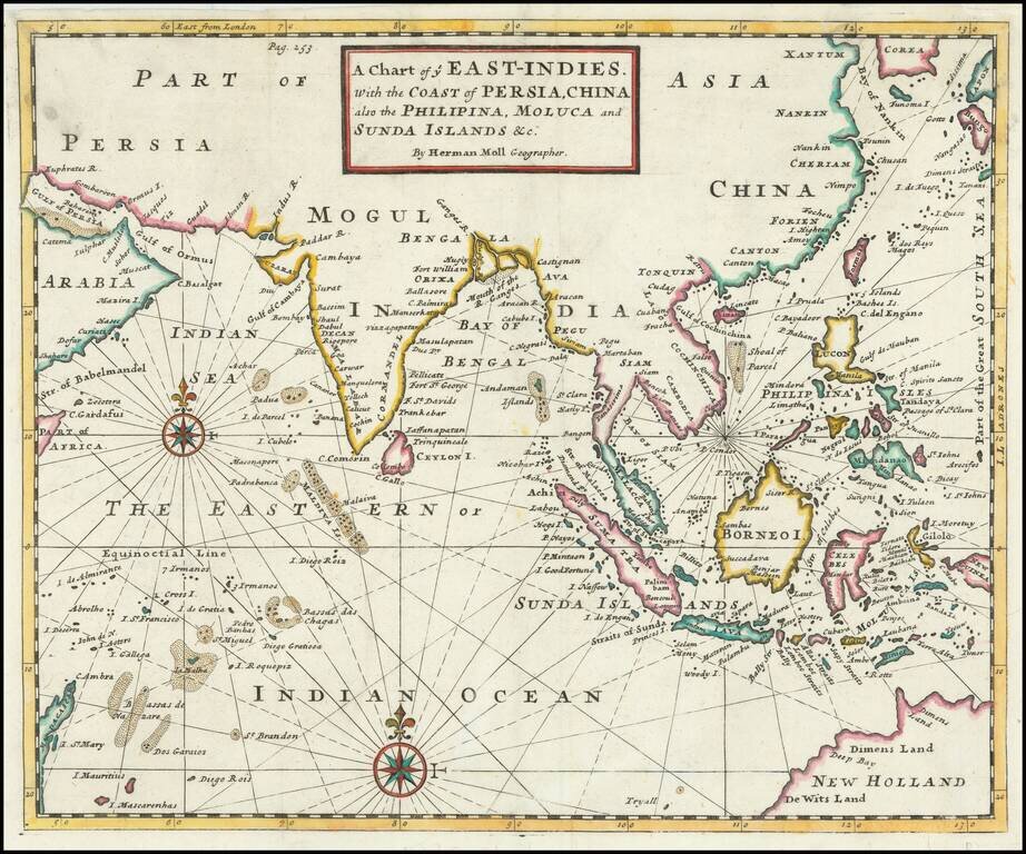 A Chart of ye East-Indies.  With th Coast of Persia, China also the Philipina, Moluca and Sunda Islands &c.