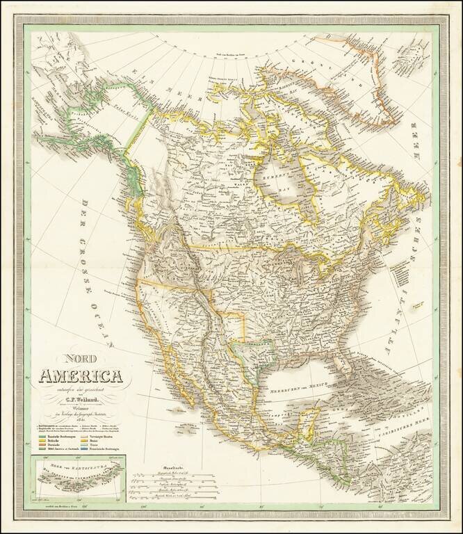 (Republic of Texas Edition) Nord America entworfen und gezeichnet von C.F. Weiland . . . 1841
