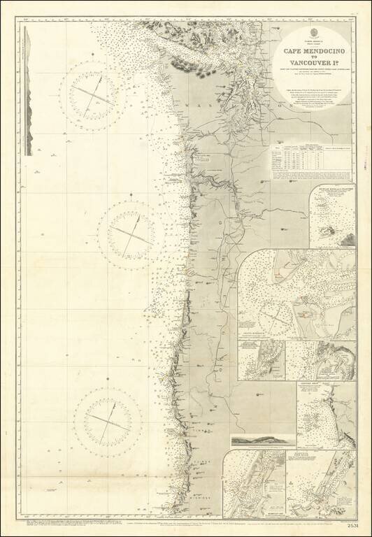 [Pacific Northwest] Cape Mendocino to Vancouver Id.  From Cape Flattery Southward, From The United States to 1886, with corrections and additions to 1920 . . .