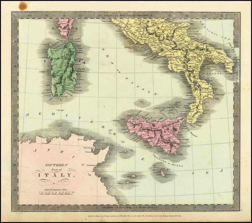 Southern Part of Italy (with Sicily, Sardinia, Malta and Part of Corsica)