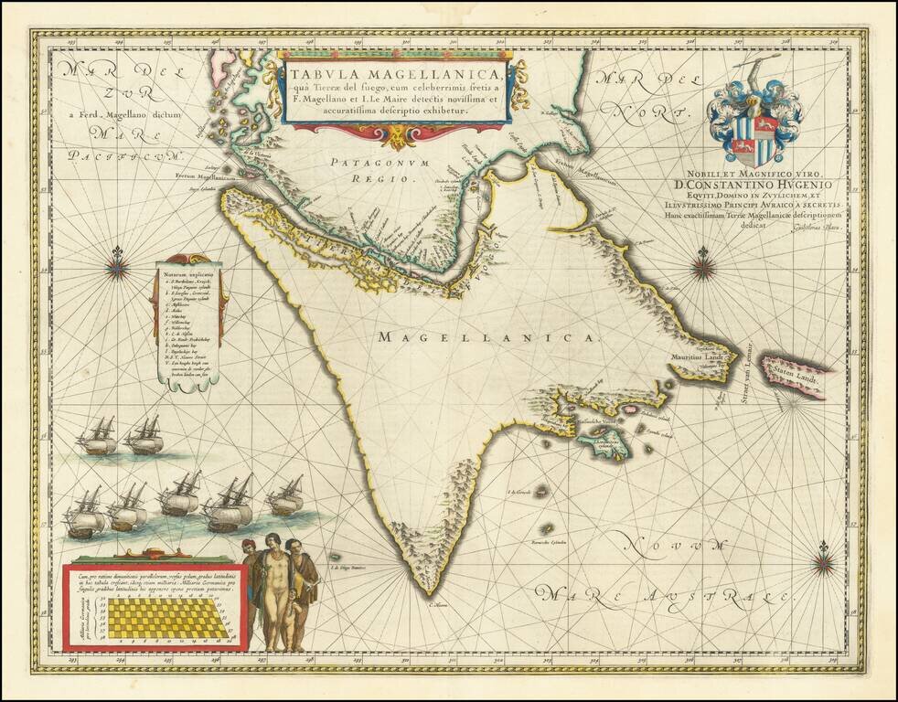 Tabula Magellanica qua Tierrae del fuego cum celeberrimis fretis a F. Magellano et I. Le Maire detectus novissima et accuratissima descriptio exhibeteur