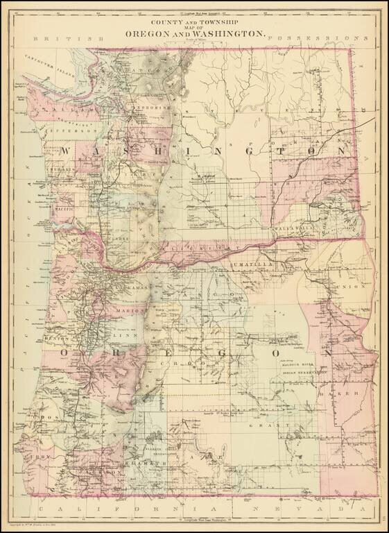 County And Township Map Of Oregon And Washington