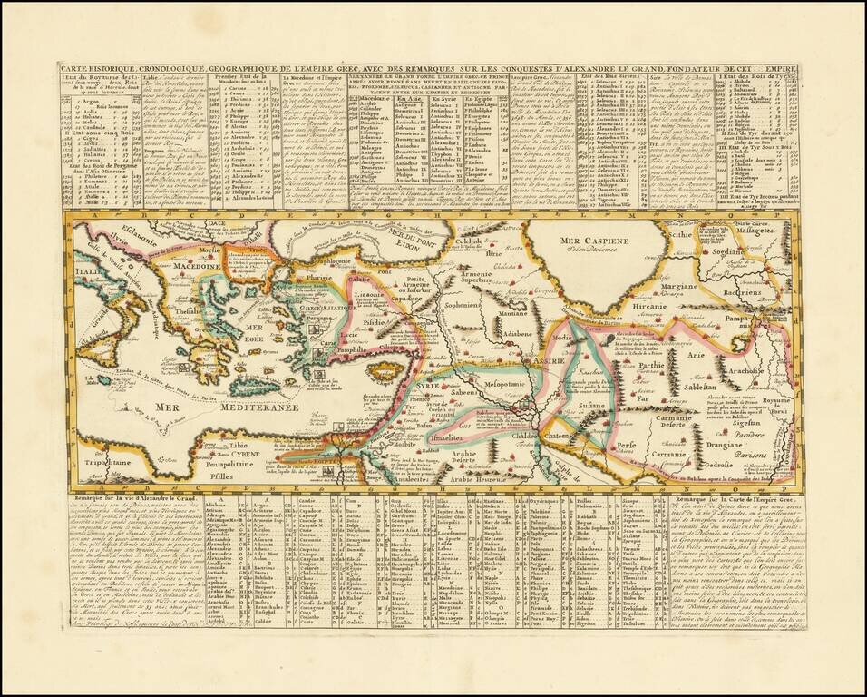 Carte Historique, Cronologique Et Geographique De L'Empire Grec Avce Des Remarques Sur Les Conquestes D'Alexandre Le Grand…