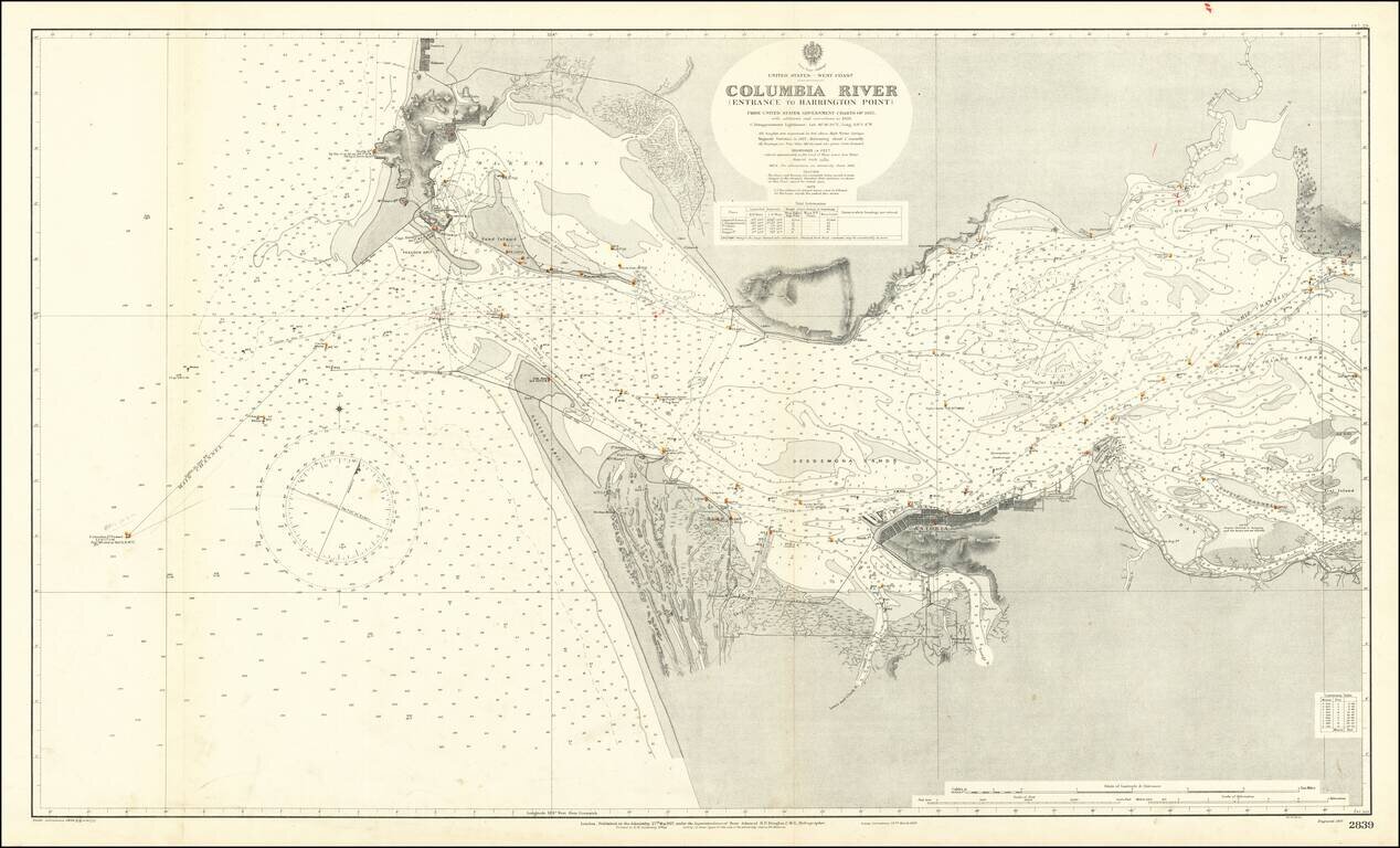 Columbia River (Entrance to Harrington Point) From United States Government Charts of 1925. with additions and corrections to 1928.
