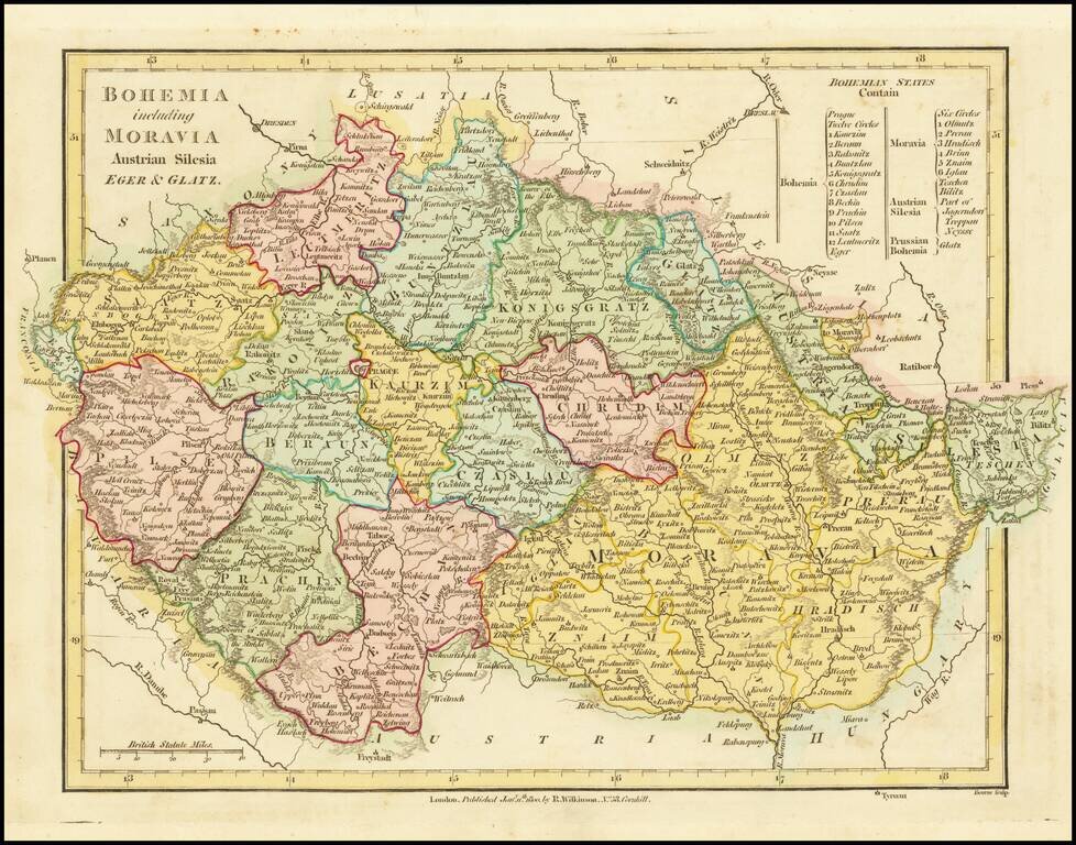 Bohemia including Moravia Austrian Silesia Eger & Glatz