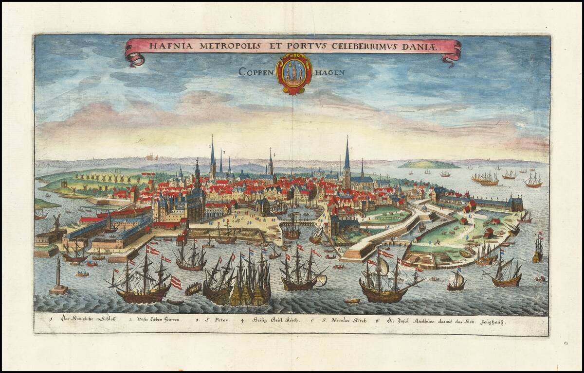 (Coppenhagen)  Hafnia Metropolis Et Portus Celeberrimus Daniae  --  Coppenhagen