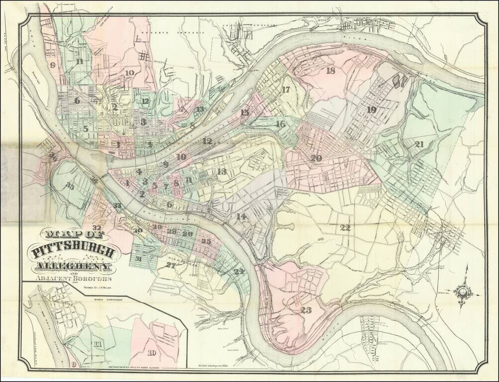 Map of Pittsburgh Allegheny and Adjacent Boroughs