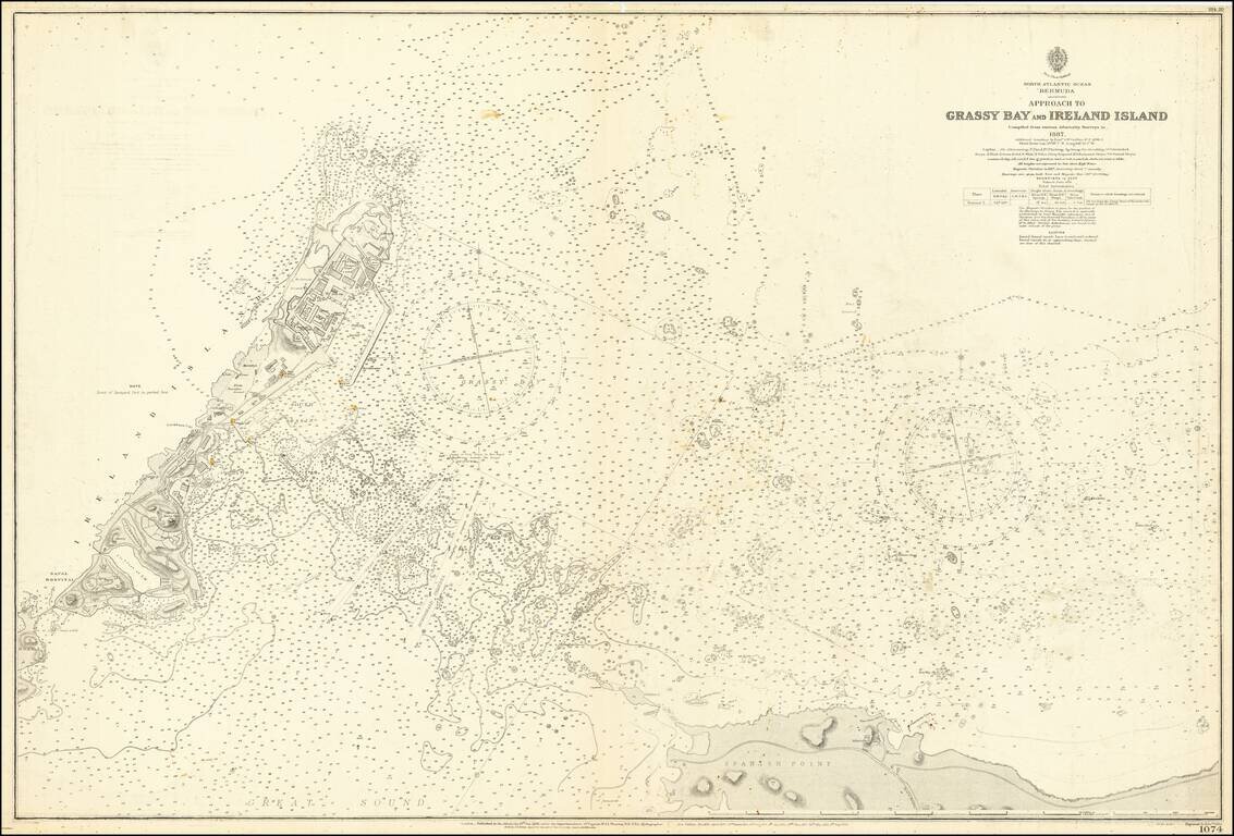 Bermuda -- Approach to Grassy Bay and Ireland Island compiled from various Admiralty Surveys to 1887