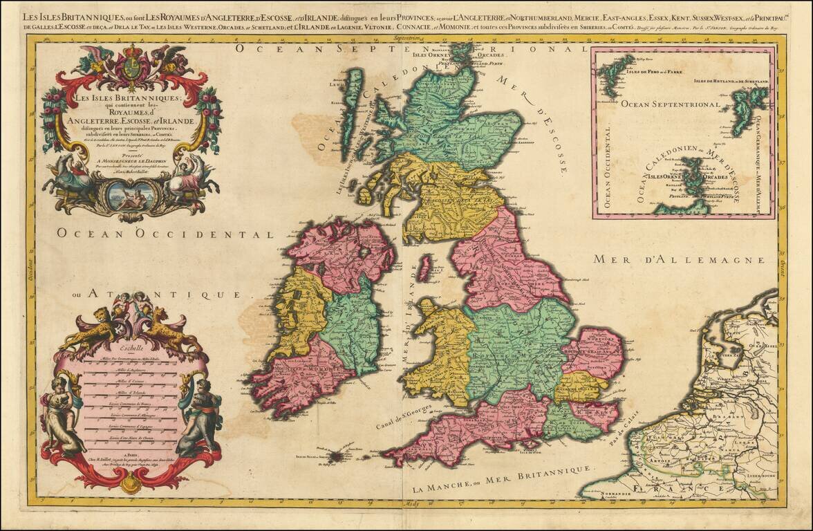 Les Isles Britanniques qui contiennent les Royaumes, d'Angleterre, Escosse, et Irlande. . . .  1692