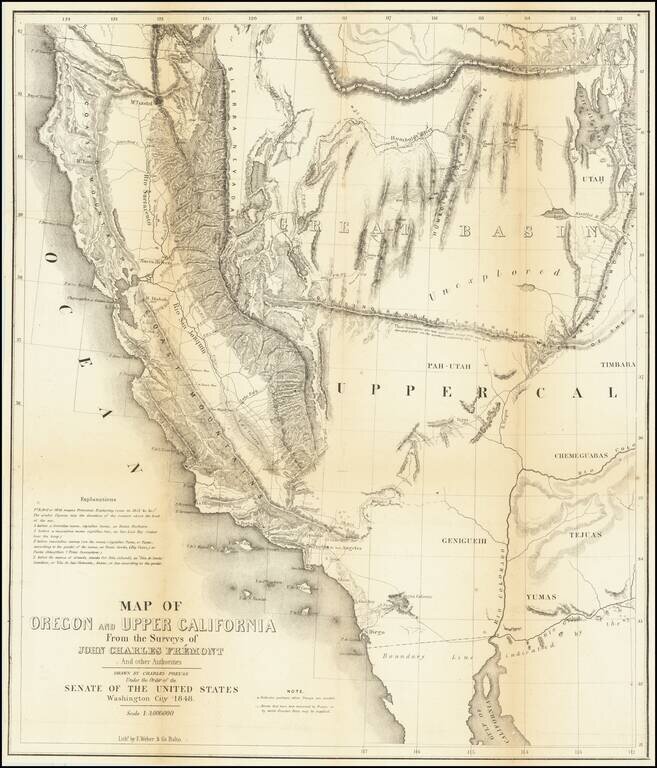 Map of Oregon and Upper California from the surveys of John Charles Fremont and others authorities drawn by Charles Preuss . . .  1848