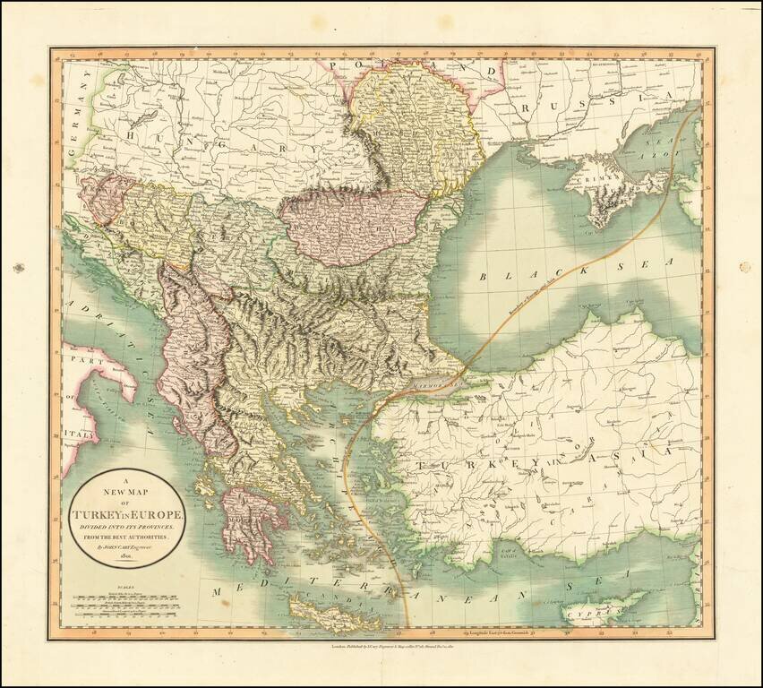 A New Map of Turkey In Europe, Divided into its Provinces . . . 1801 [Cyprus]