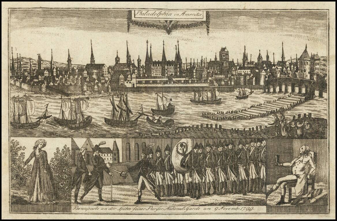 Philadelphia in Amerika. / Bonaparte an der spitze seiner Pariser National Garde am 8 Novemb. 1799